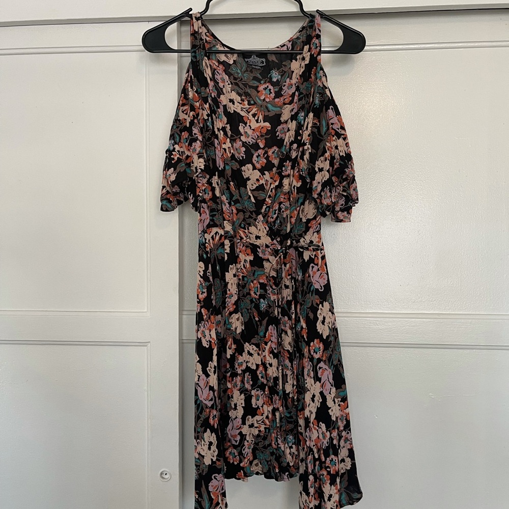 Angie boho wrap dress with cold shoulder.